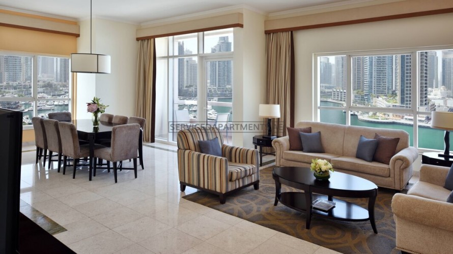 Furnished 3 Bedroom Hotel Apartment in Dubai Marriott Harbour Hotel & Suites