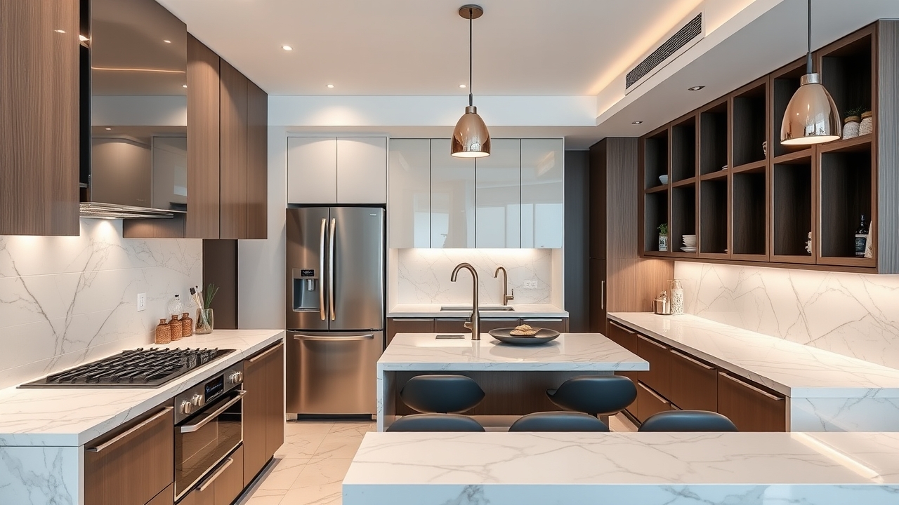 Modern kitchen in a Dubai serviced apartment