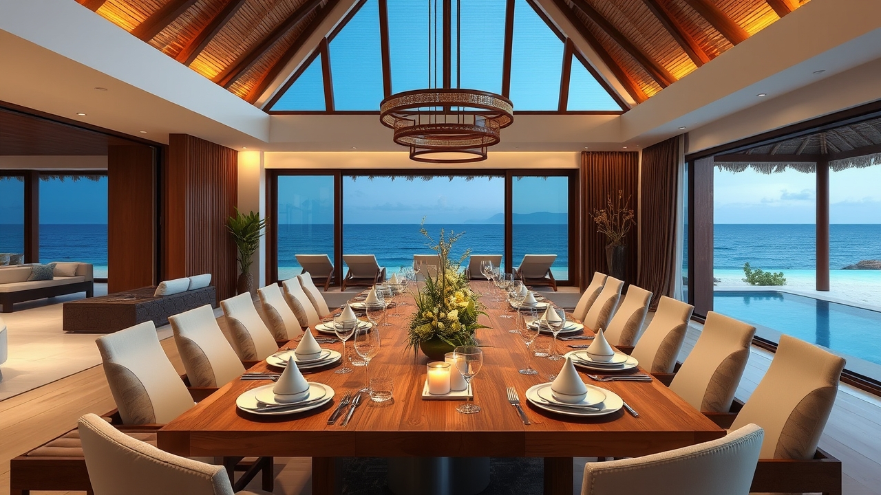 Family dining room in a Dubai beachfront villa