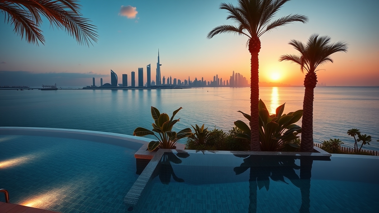 Rooftop infinity pool at a serviced residence in Dubai