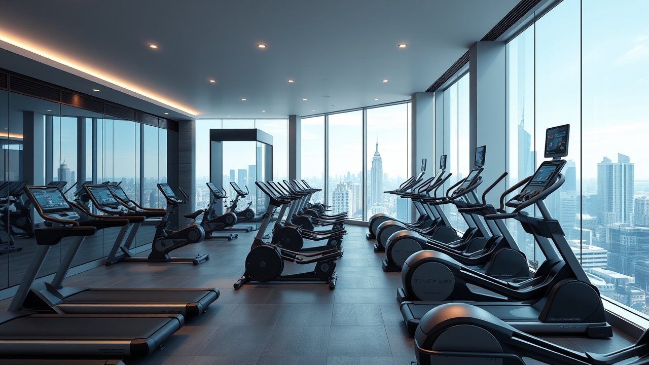 Modern gym facility in a luxury Dubai apartment building
