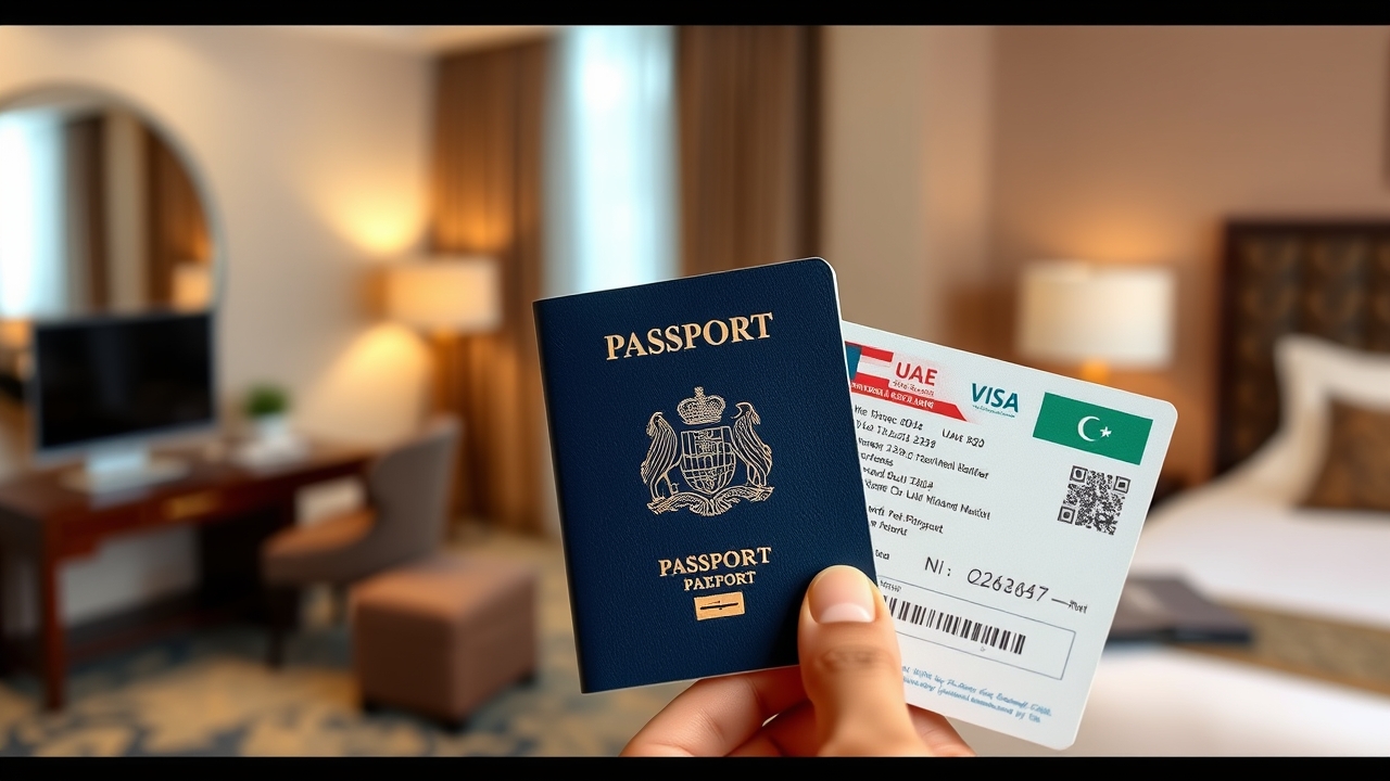 Passport and UAE tourist visa for hotel rental