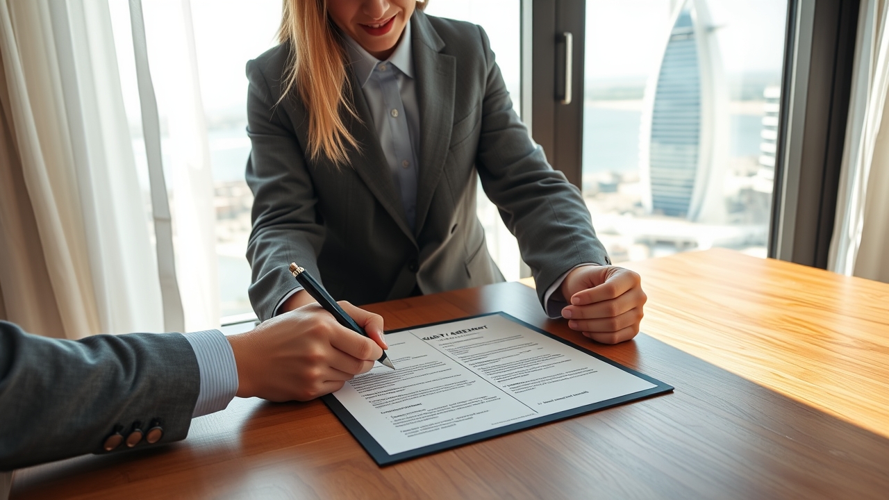 Signing a hotel apartment guest agreement in Dubai