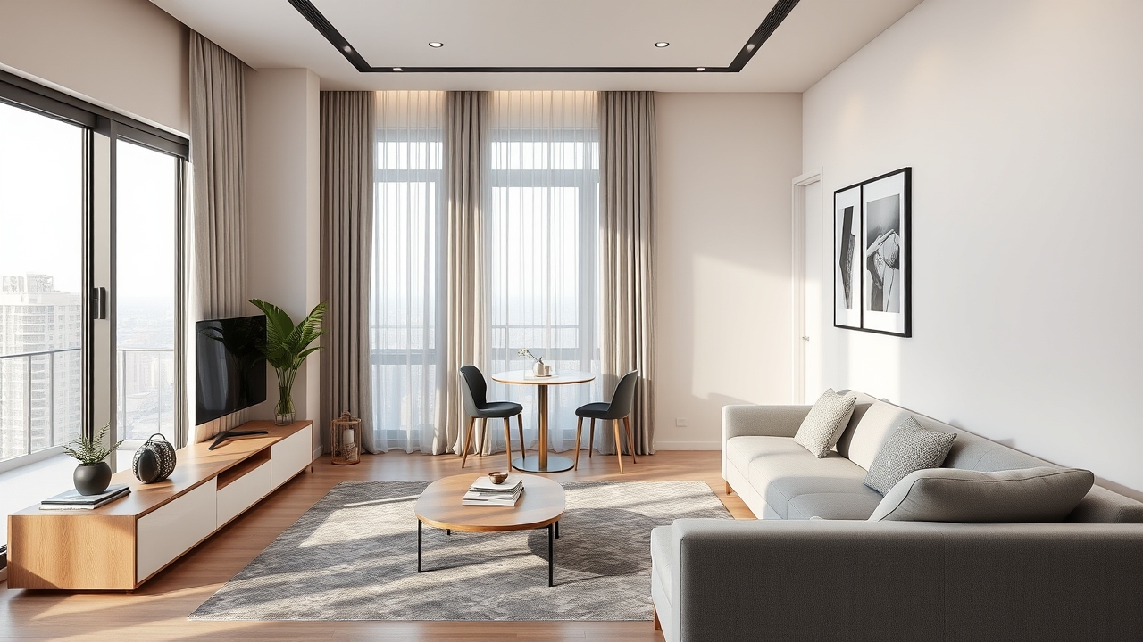 Contemporary studio apartment interior in Barsha Heights Dubai