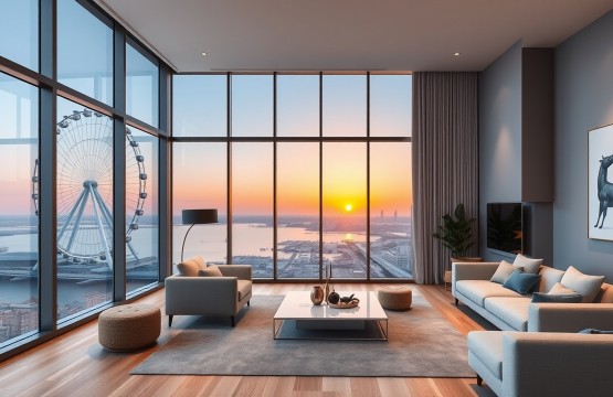 Luxury living room in Bluewaters Island with Ain Dubai view