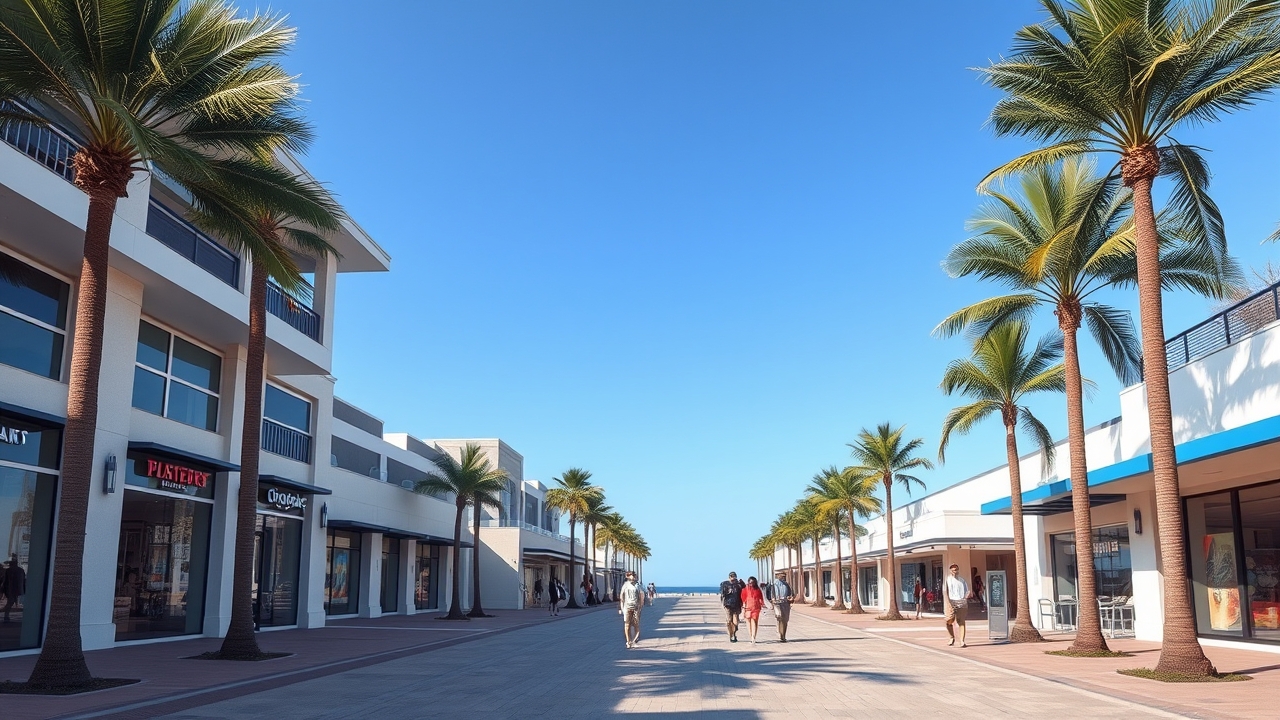 The Wharf retail and dining district on Bluewaters Island