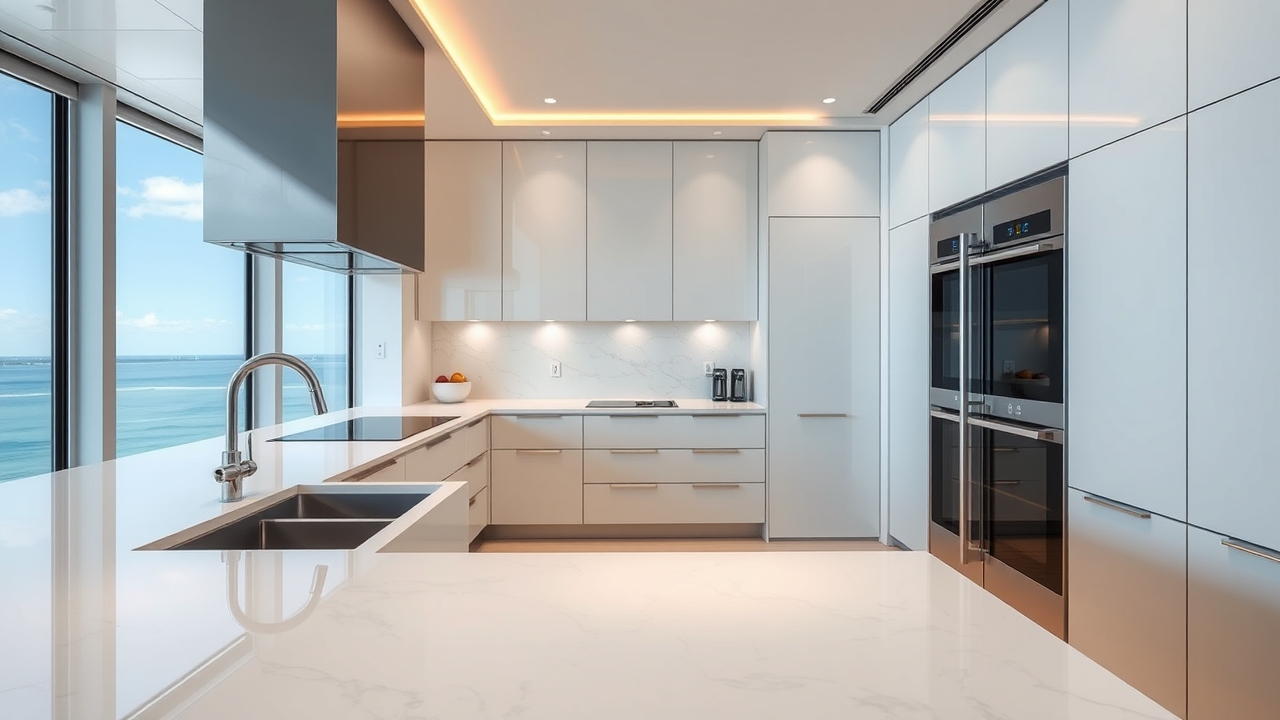 Modern luxury kitchen design in a Bluewaters Island apartment