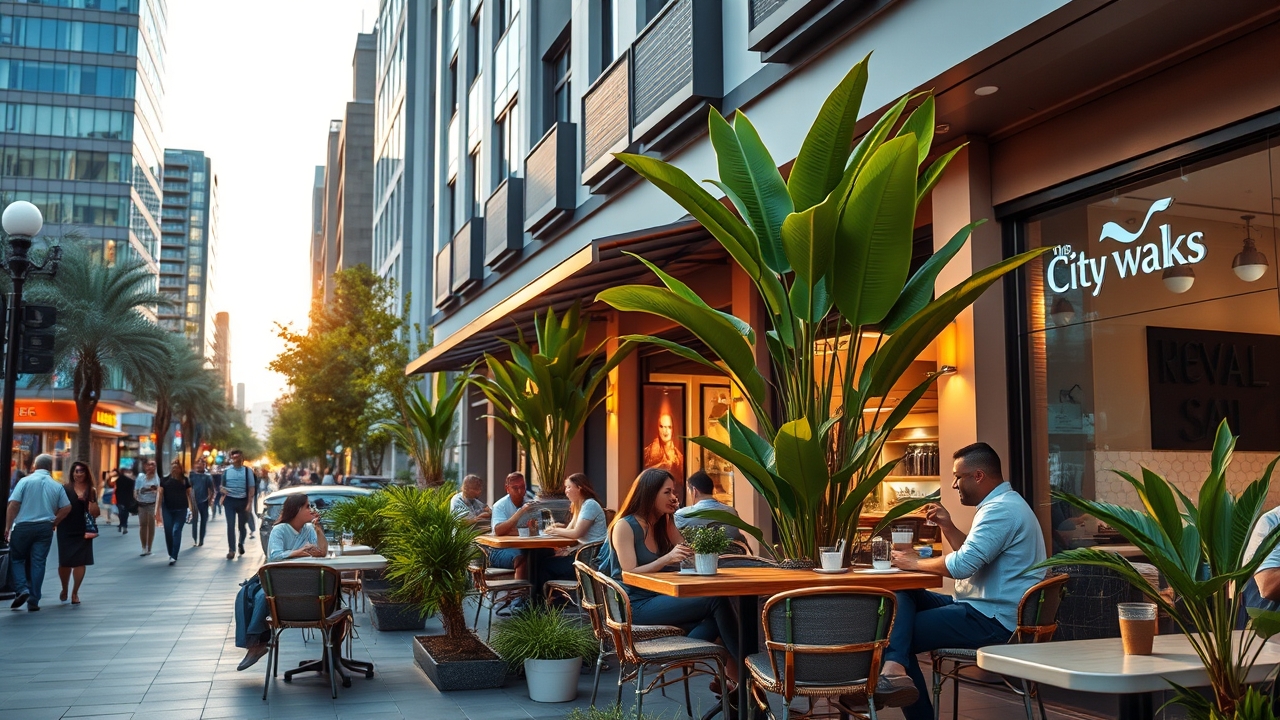 Outdoor dining and cafes in City Walk Dubai