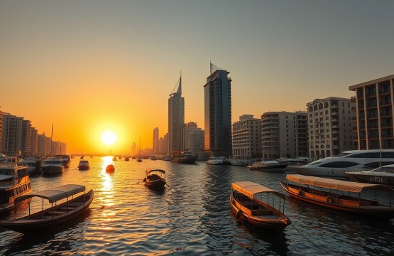 Dubai Creek sunset view in Deira