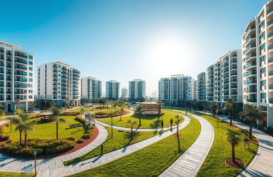 Modern residential community in Dubai with green spaces