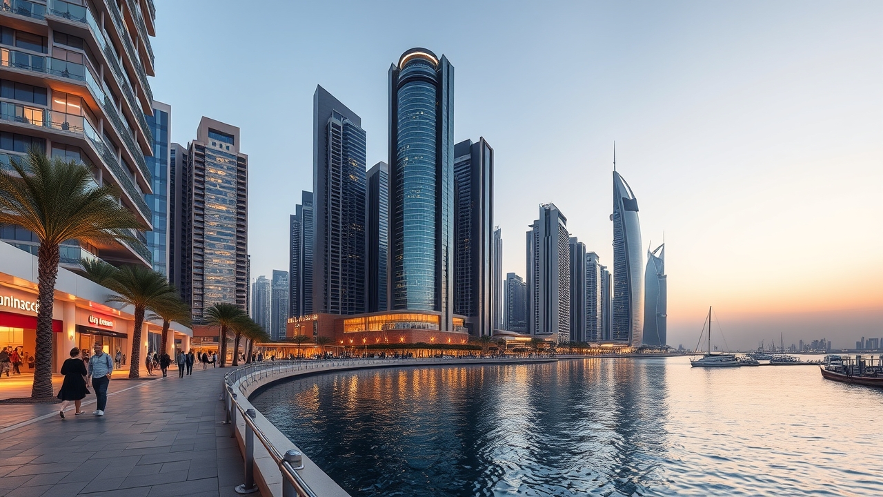 Business Bay skyline and Dubai Water Canal