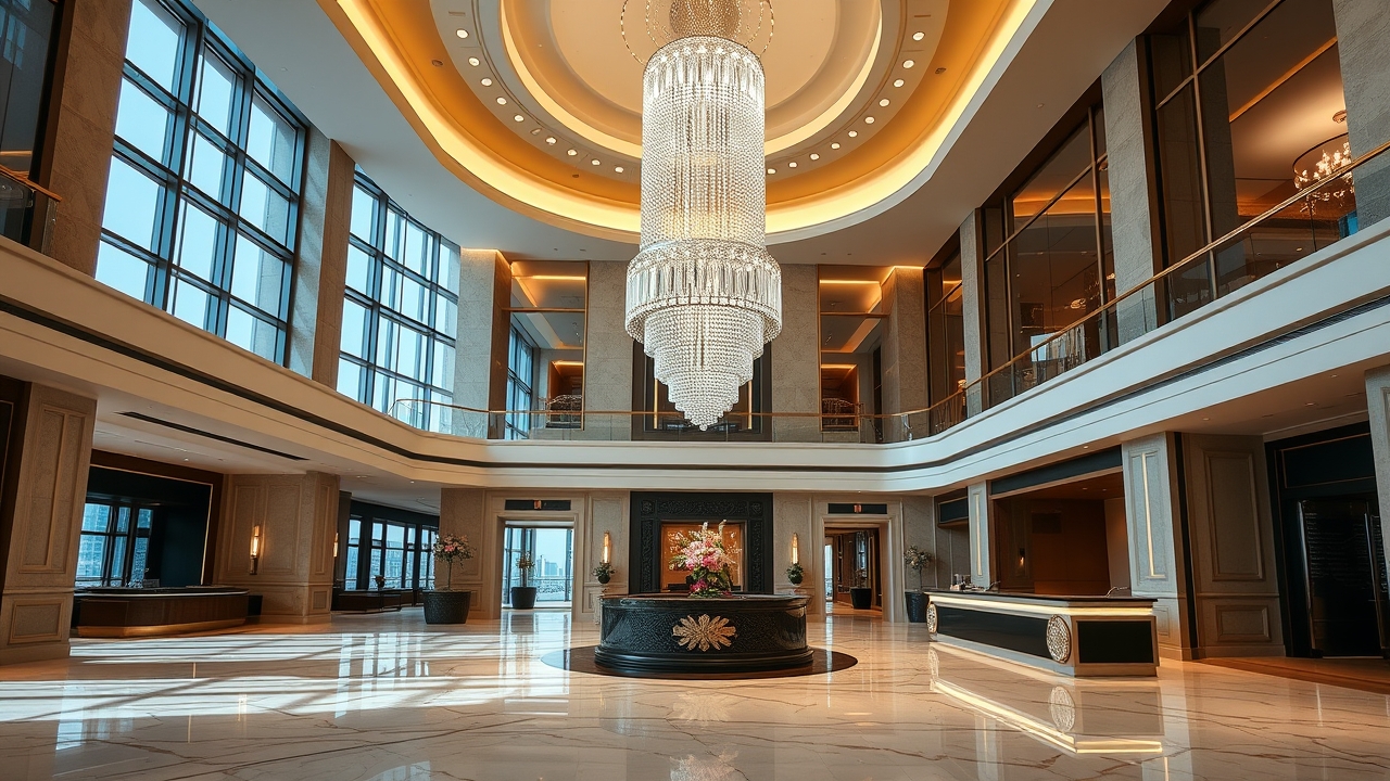 Elegant lobby of a serviced residence tower