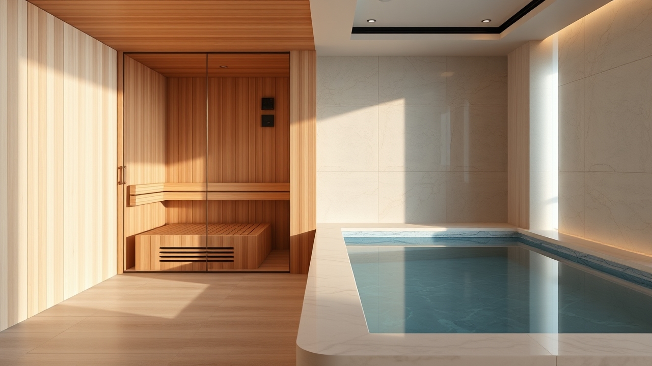 Modern residential sauna and cold plunge pool in Dubai