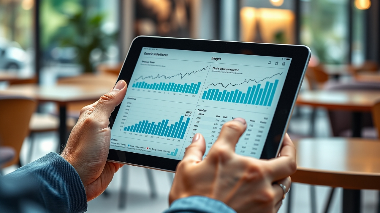 Freelancer reviewing bank statements on tablet