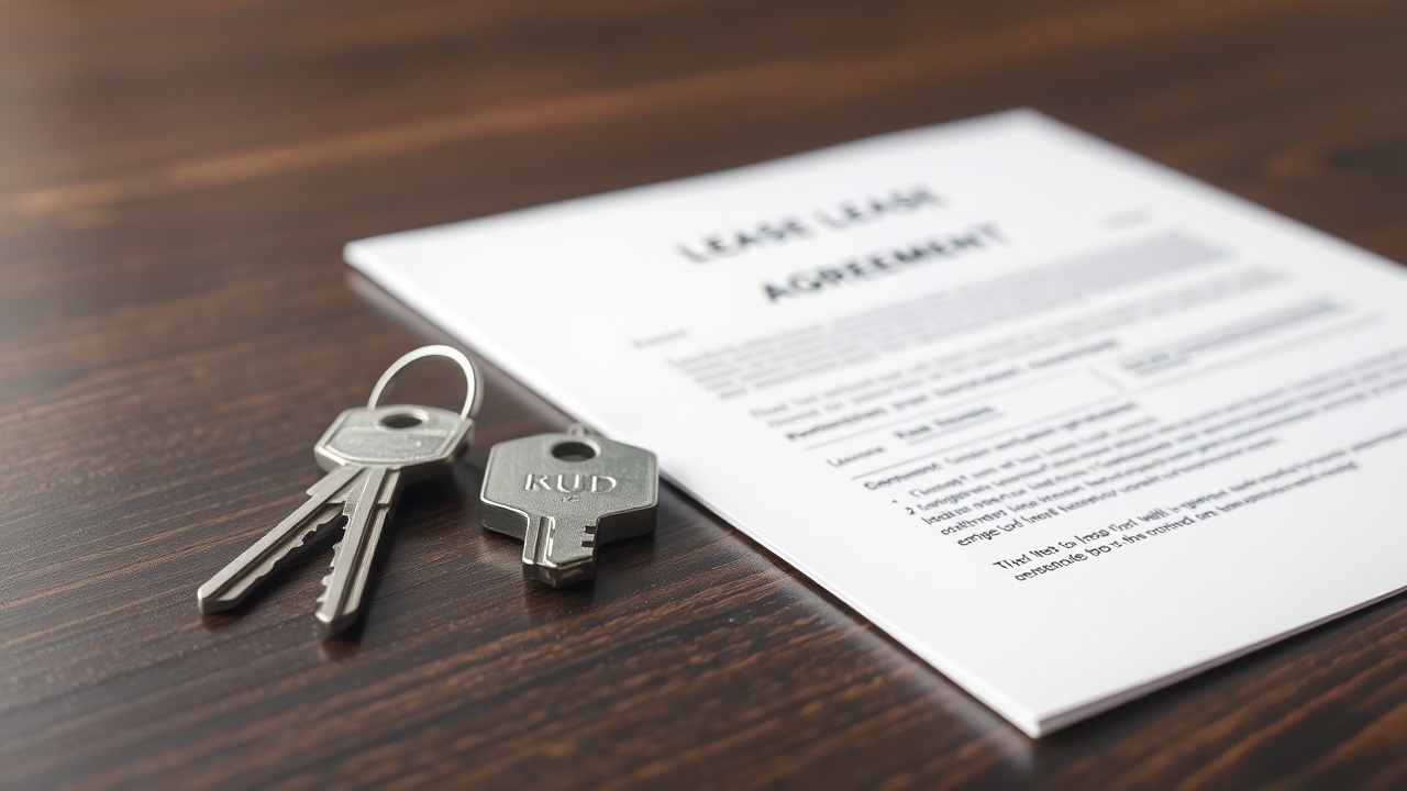 House keys on a table with a rental contract