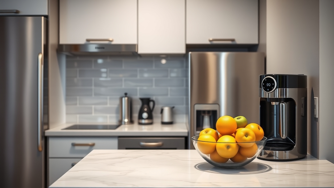 Fully equipped modern kitchenette in a studio