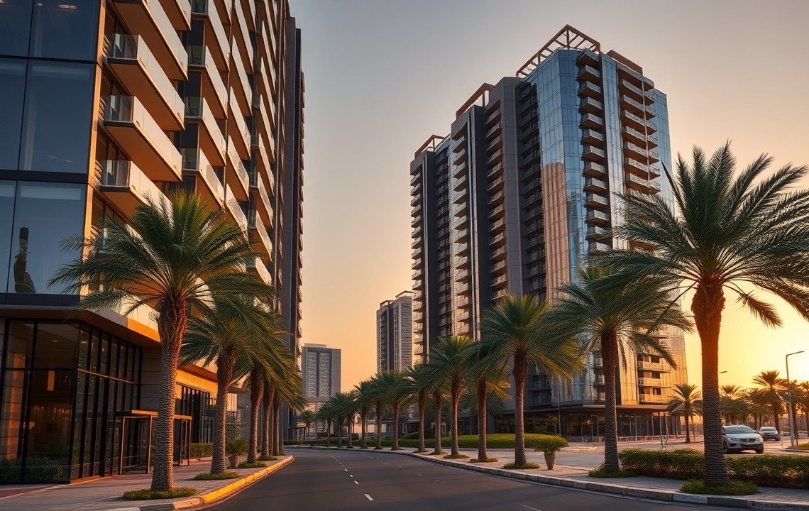 Modern apartment building in Dubai Silicon Oasis