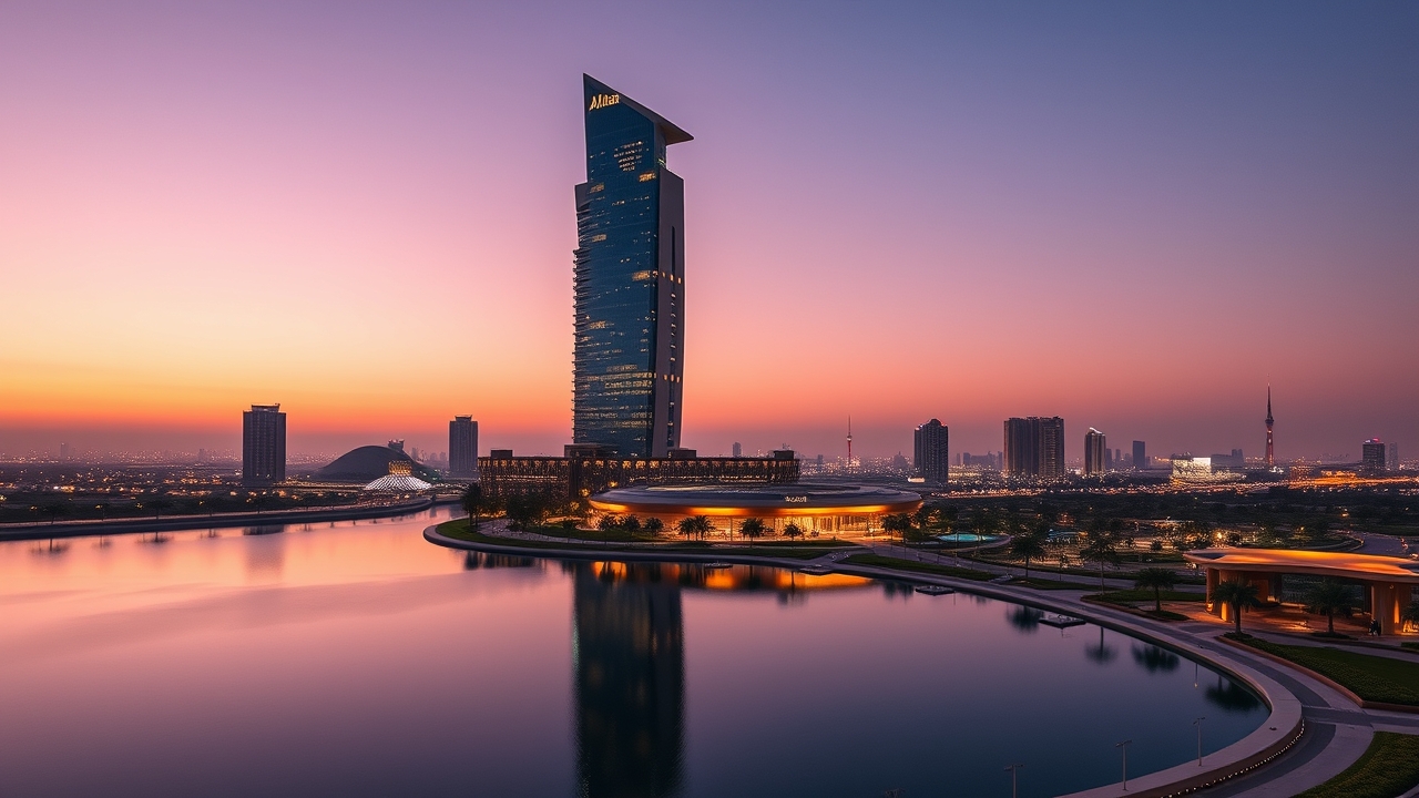Almas Tower JLT at twilight