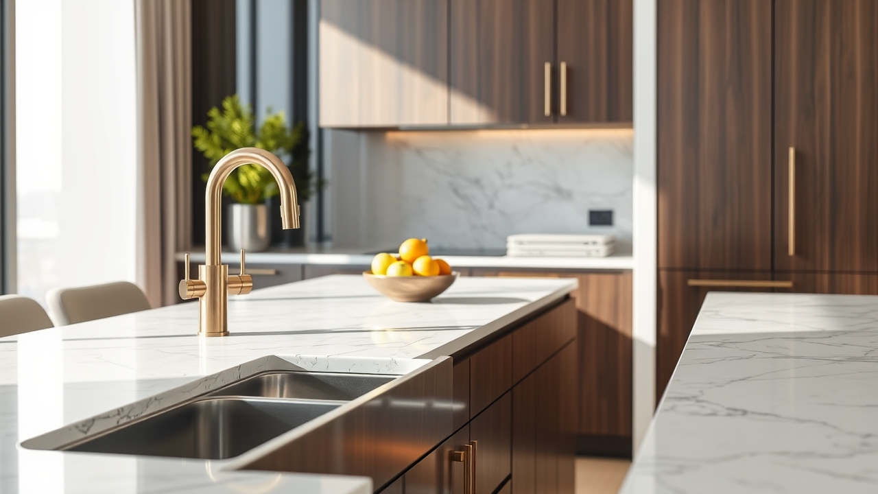 High-end marble kitchen details in a luxury Dubai apartment