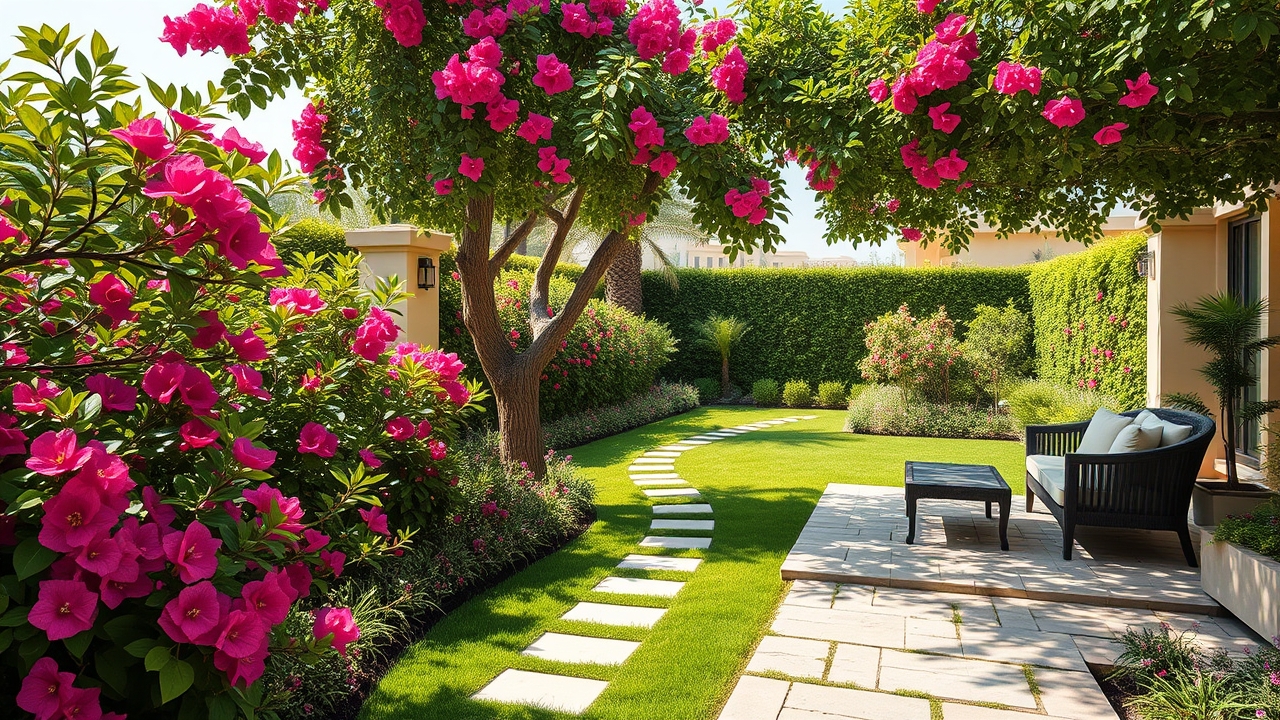 Private garden and outdoor lounge in a Dubai villa
