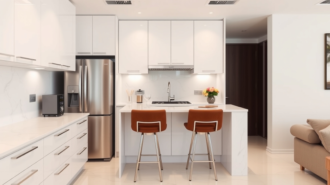 Modern marble kitchen in a premium Dubai residence