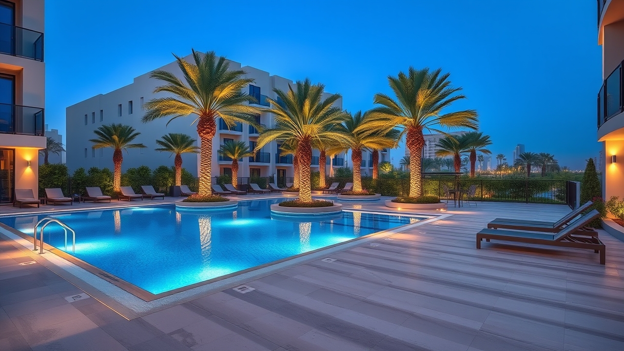 Luxury community swimming pool in Dubai