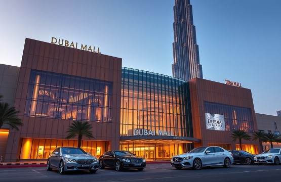 Dubai Mall entrance with Burj Khalifa background