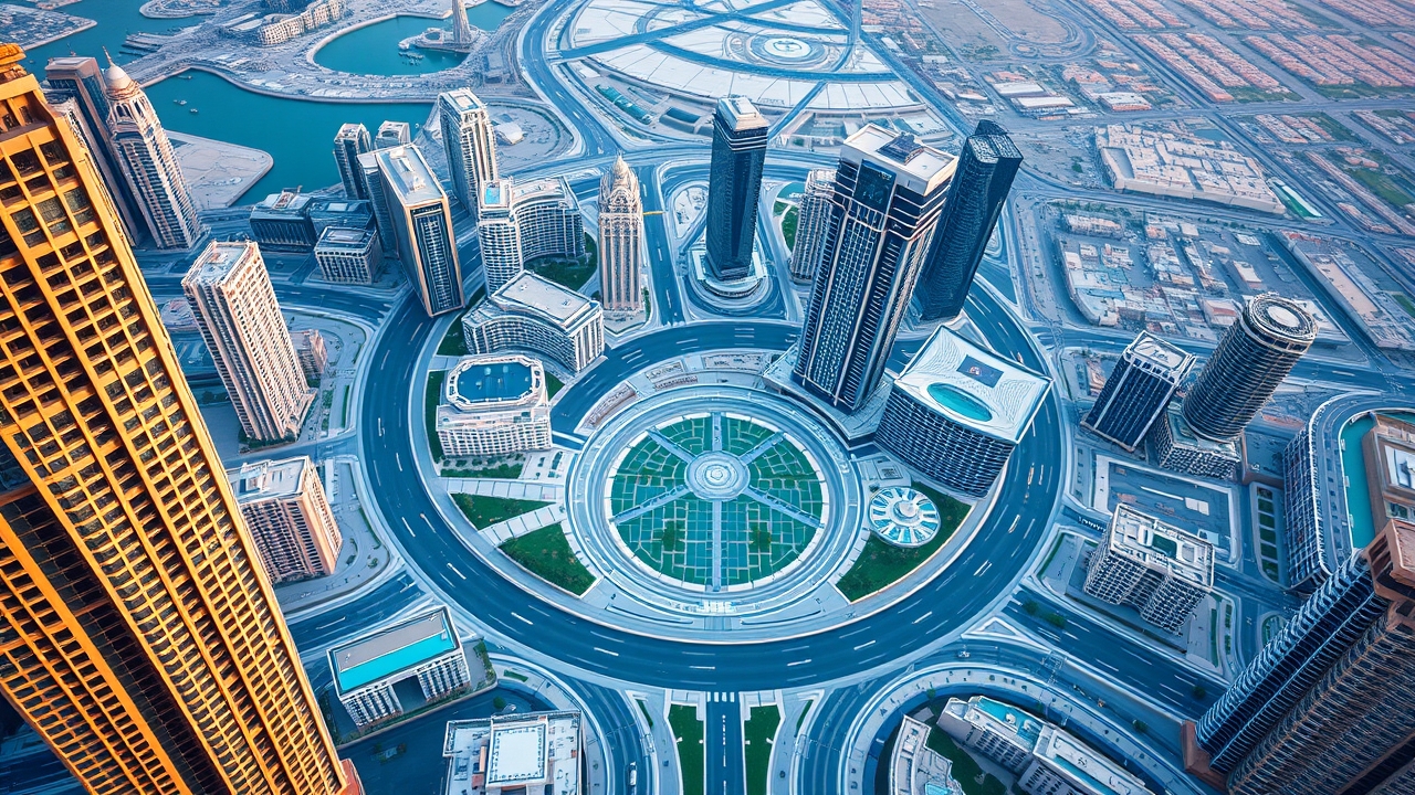 Aerial view of Downtown Dubai residential area
