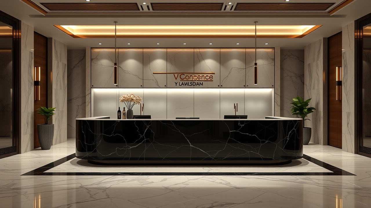 Luxury residential lobby in Downtown Dubai