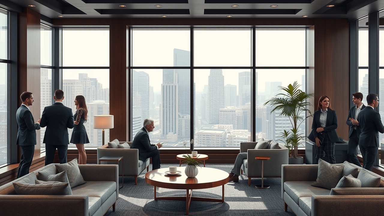 Business networking lounge in a Dubai hotel