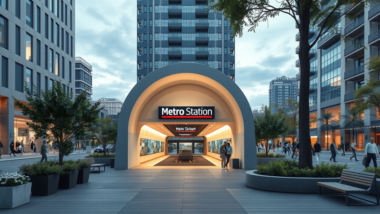 Urban transit station integrated with city plaza