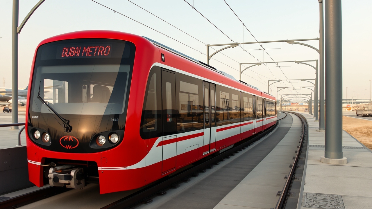 Dubai Metro Red Line near DXB Airport