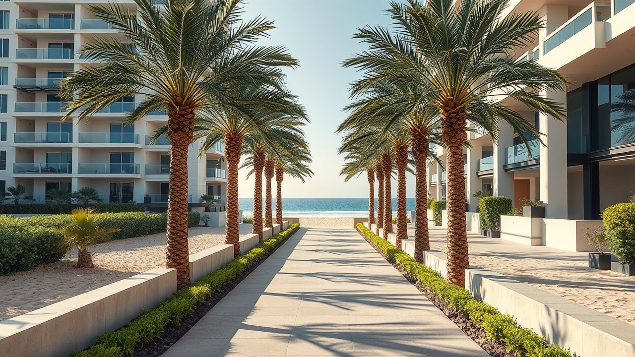 Pedestrian path leading to the beach in Jumeirah Beach Residence