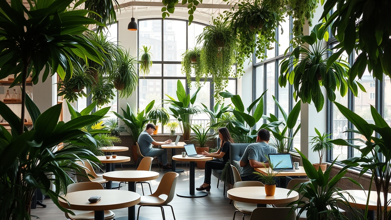 Quiet green cafe environment for focused work in JLT
