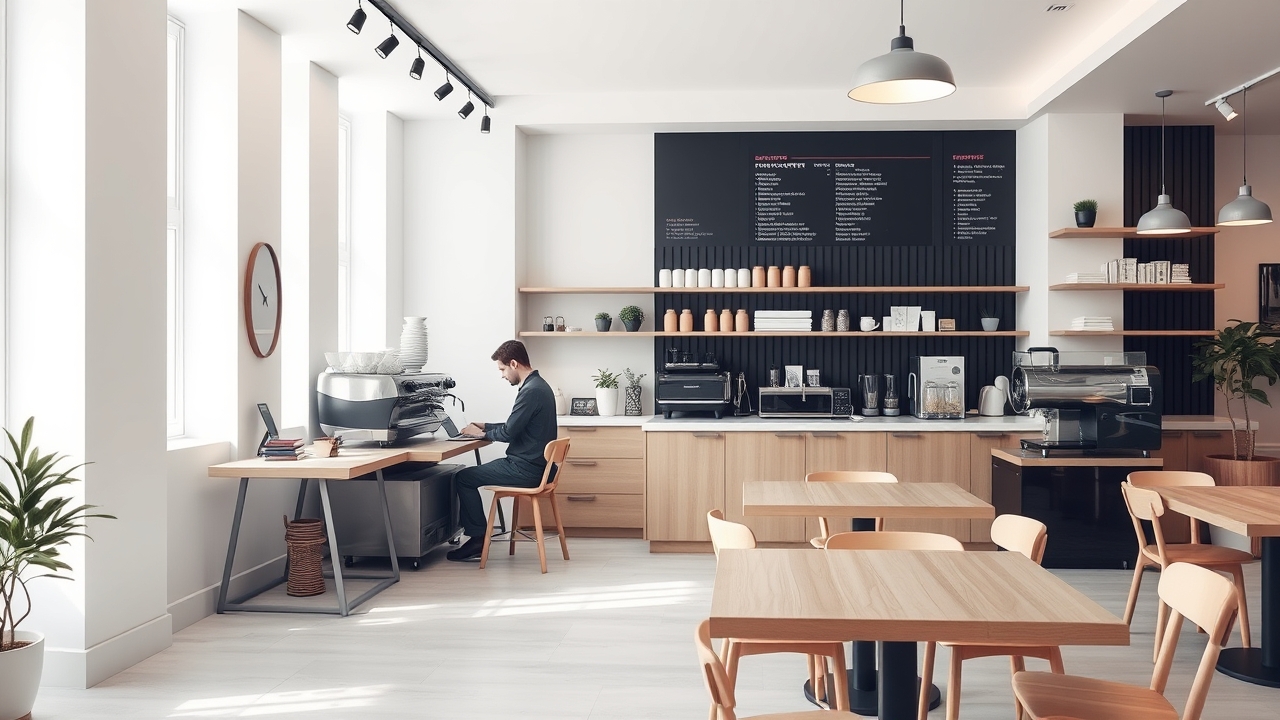 Minimalist specialty coffee shop for digital nomads in Dubai