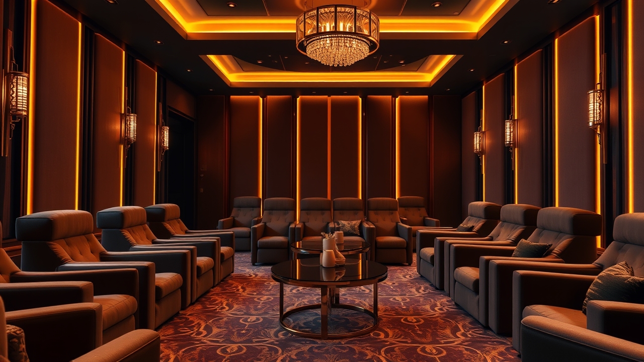 Exclusive VIP cinema lounge with velvet seating in Dubai
