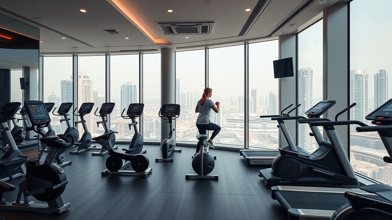 Modern gym facility in a Dubai co-living building