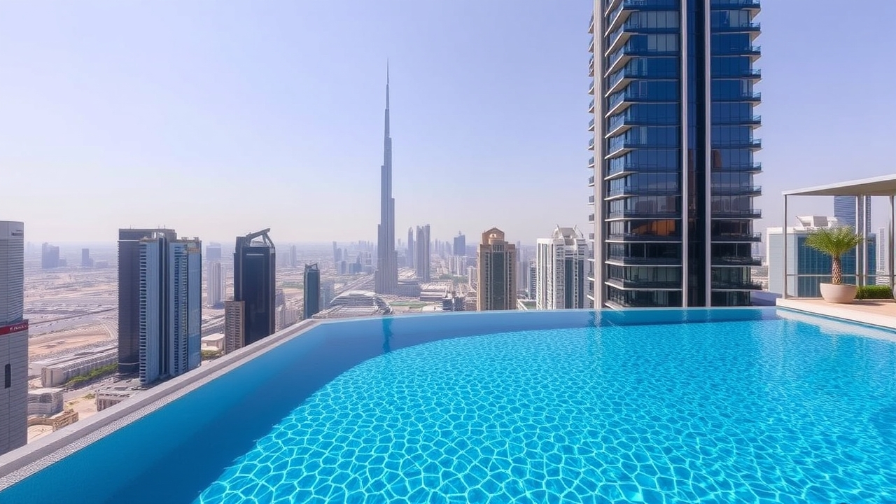 Rooftop infinity pool view Business Bay Dubai