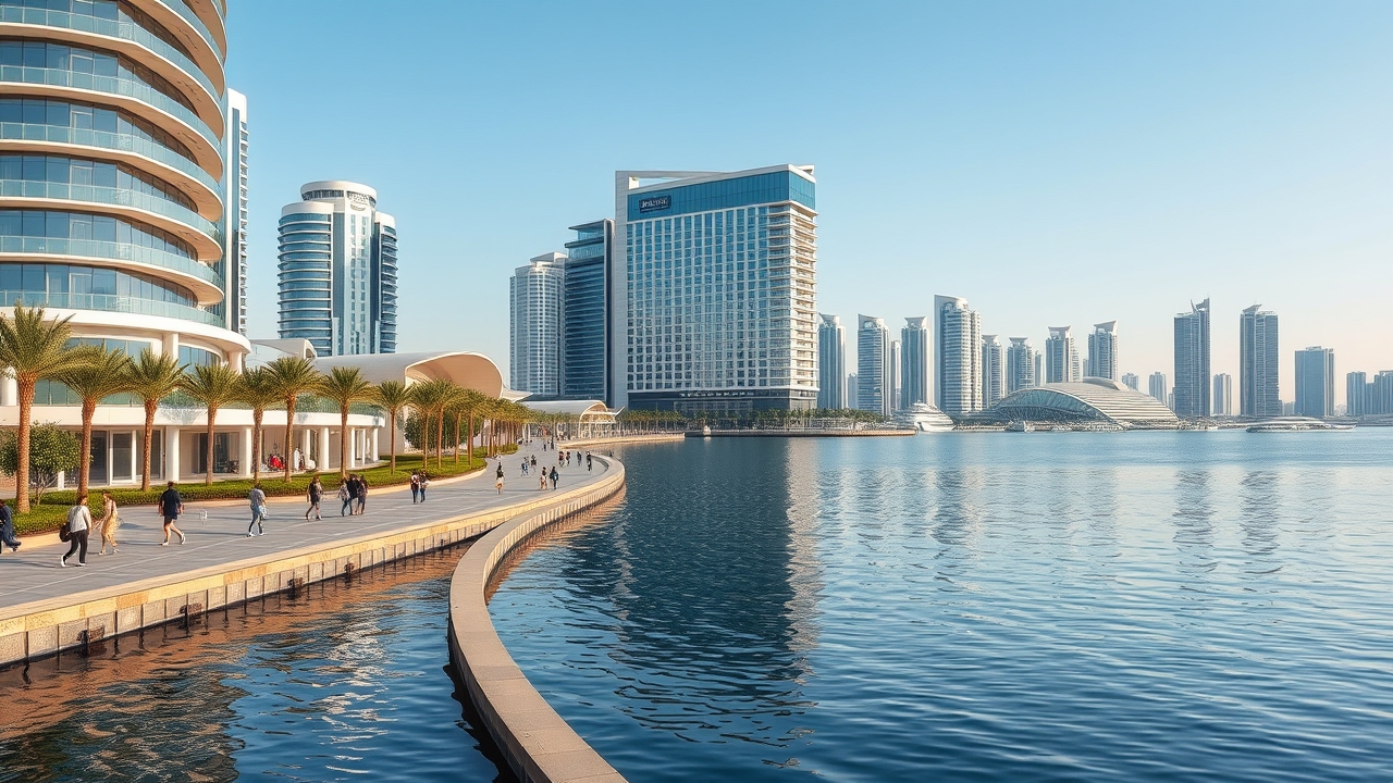 Marasi Waterfront promenade for fitness in Business Bay