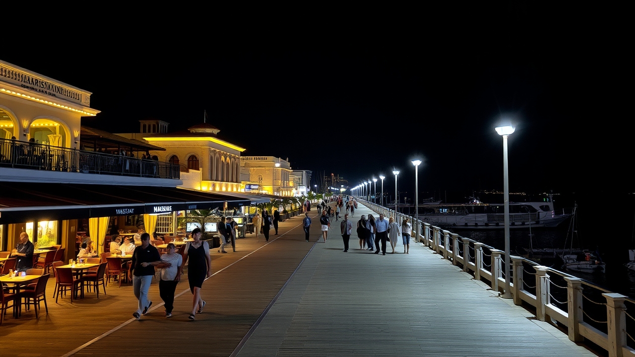 Marasi Bay boardwalk night view Business Bay