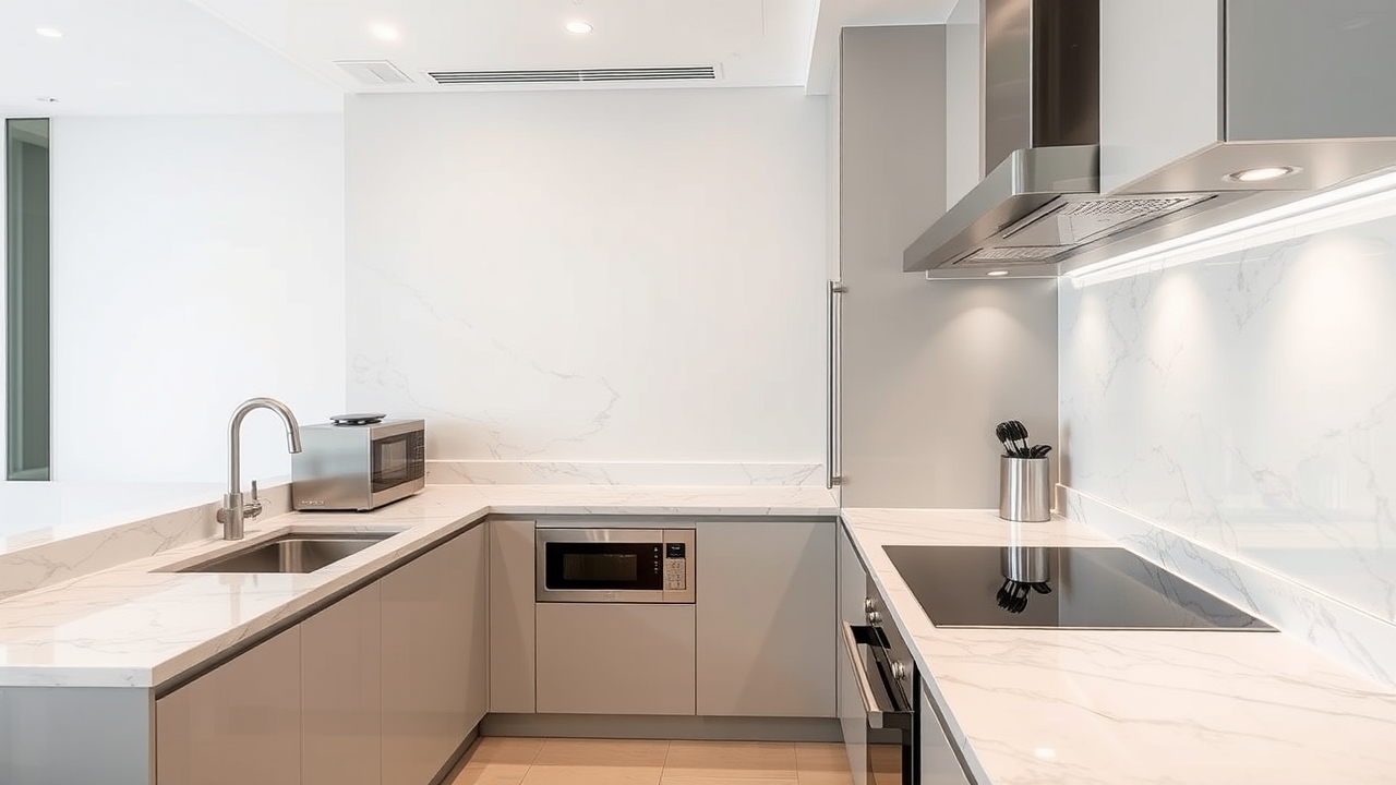 Luxury kitchen interior in a Dubai serviced apartment