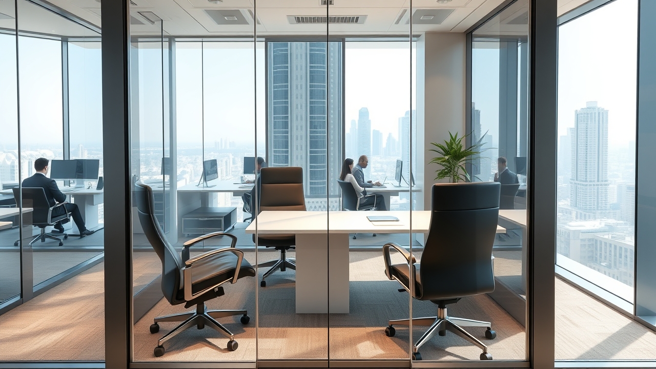 Private office suite in a high-rise building in Dubai