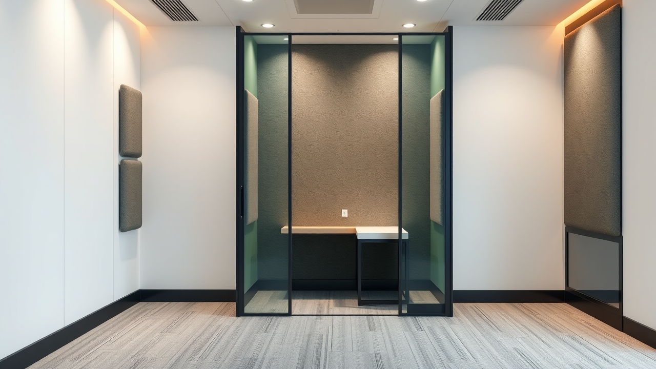 Modern soundproof phone booth for private calls in an office