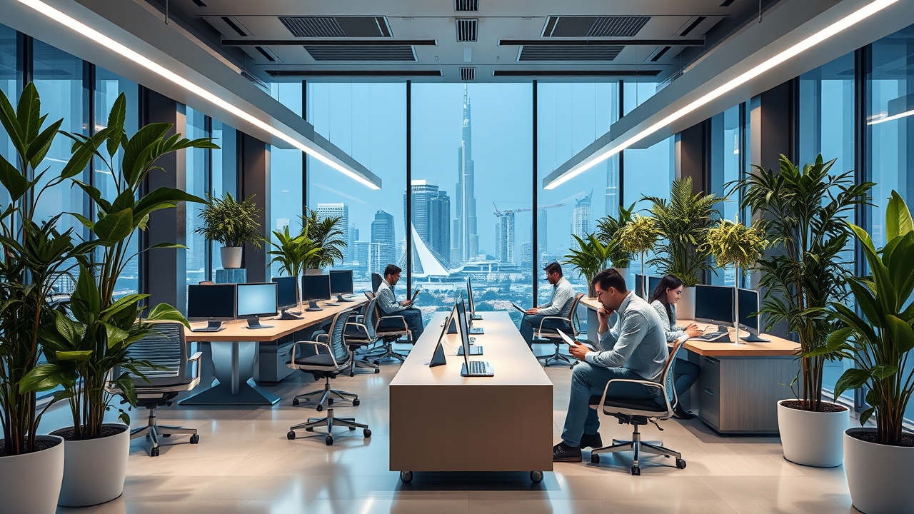 Modern coworking space in Dubai's financial district