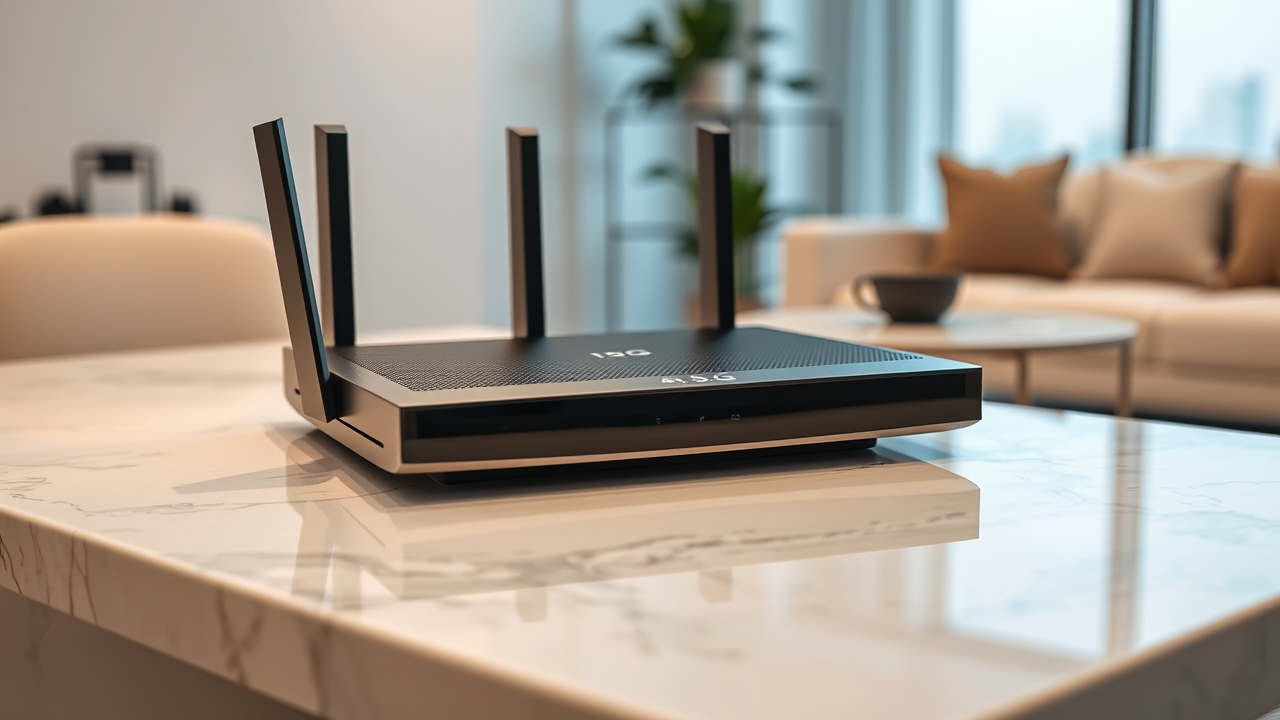 Modern home office with 5.5G connectivity tech