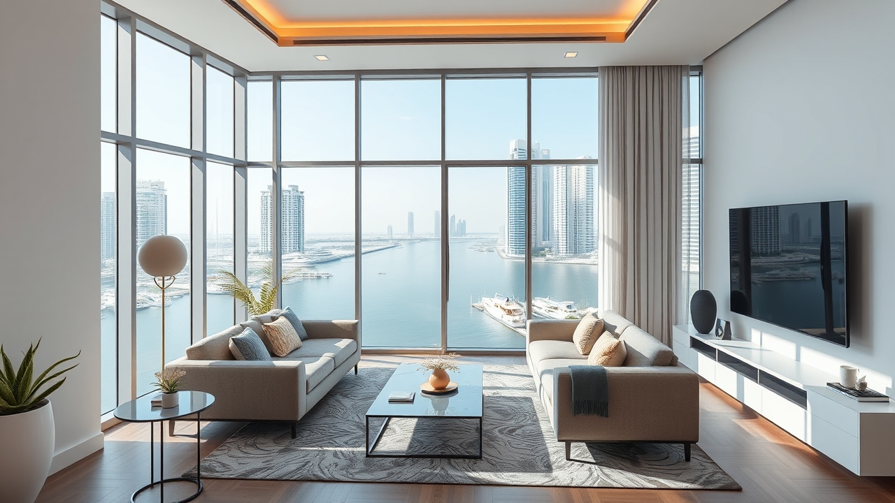Luxury apartment interior Dubai Marina 2026