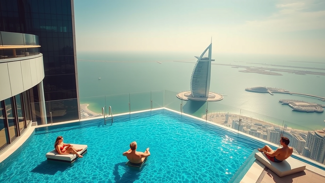 Luxury infinity pool overlooking Palm Jumeirah Dubai