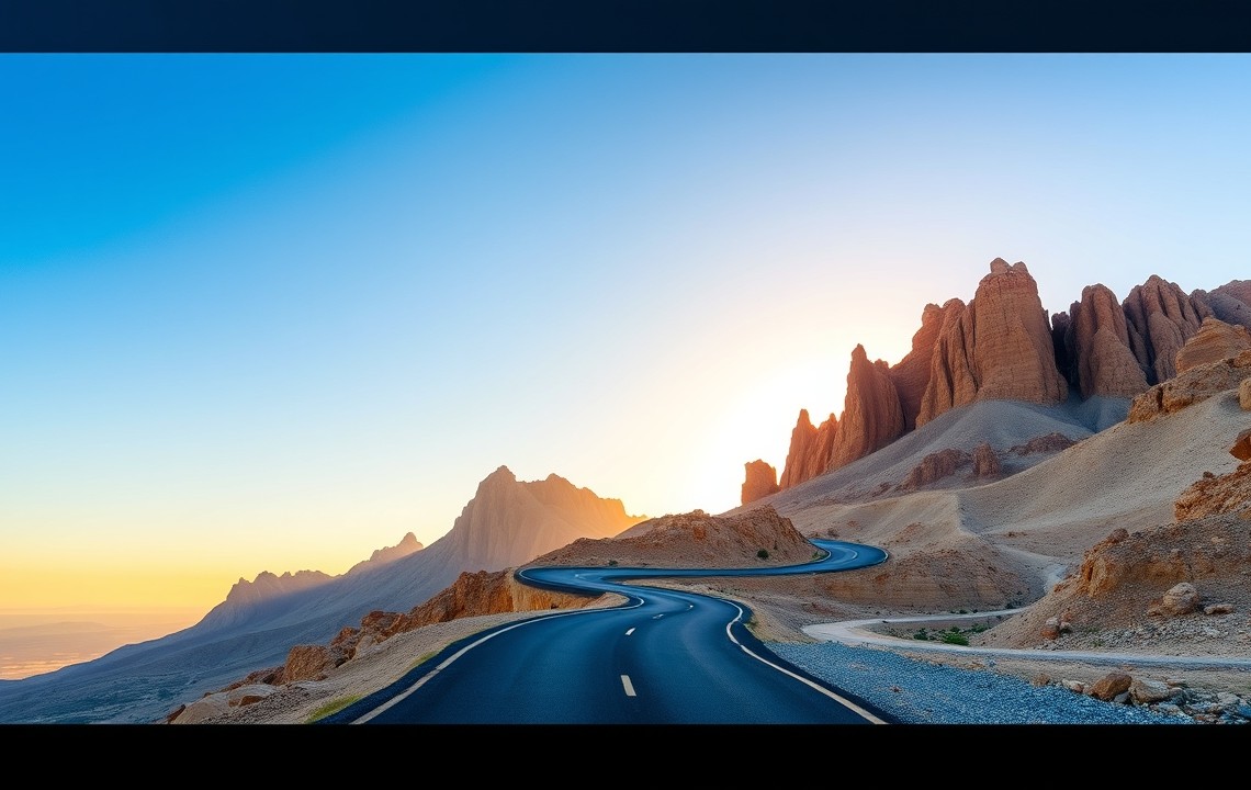 The winding road of Jebel Jais at sunrise