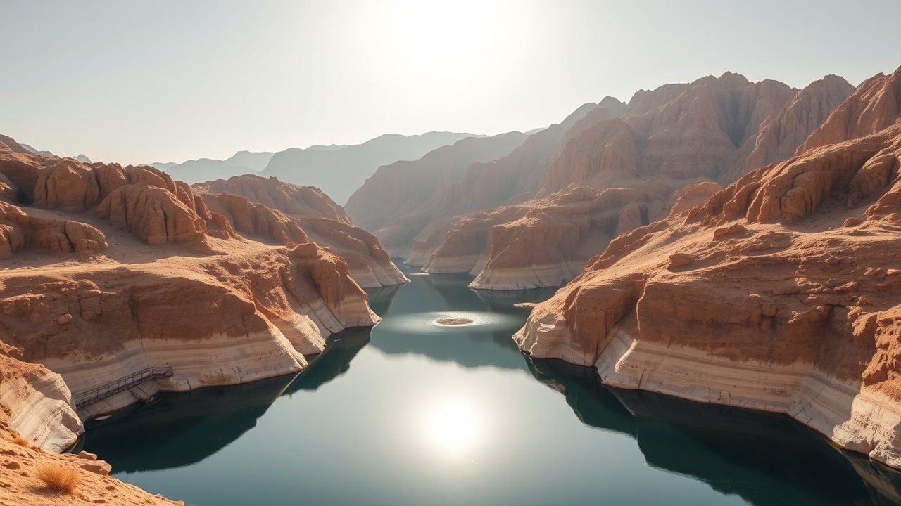 Wadi Showka dam and surrounding mountains