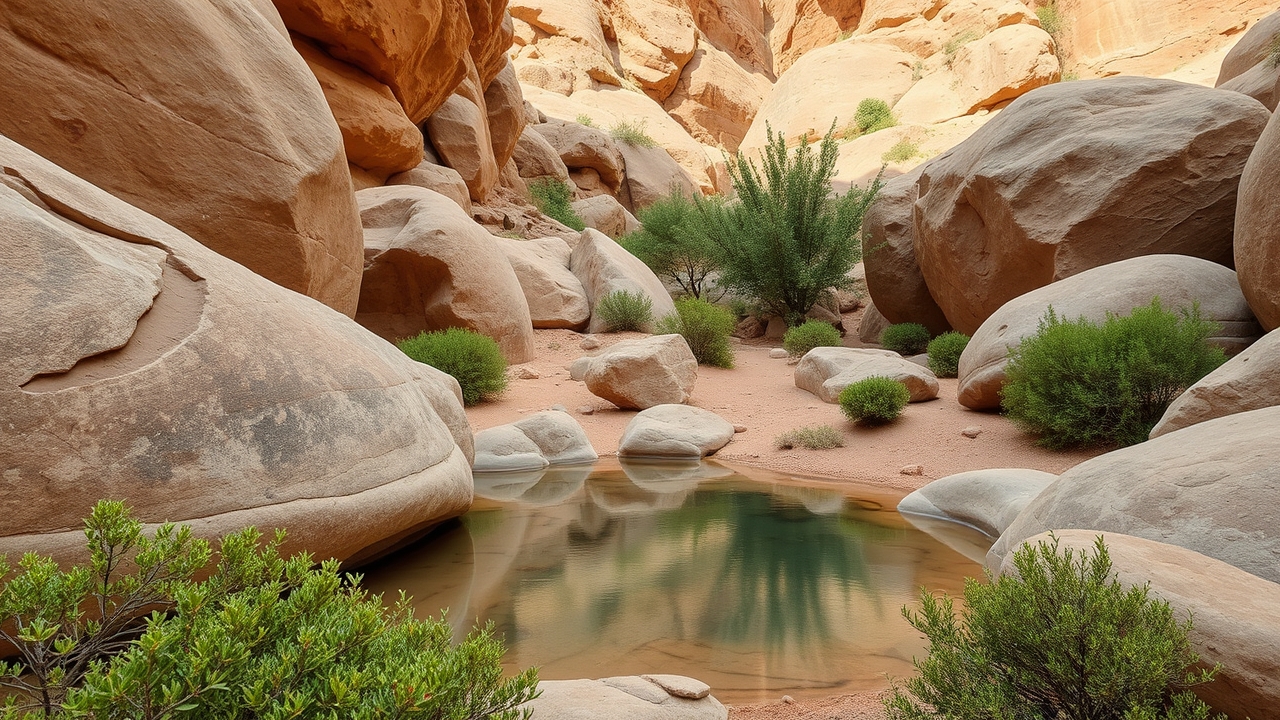 A natural water pool in a UAE wadi
